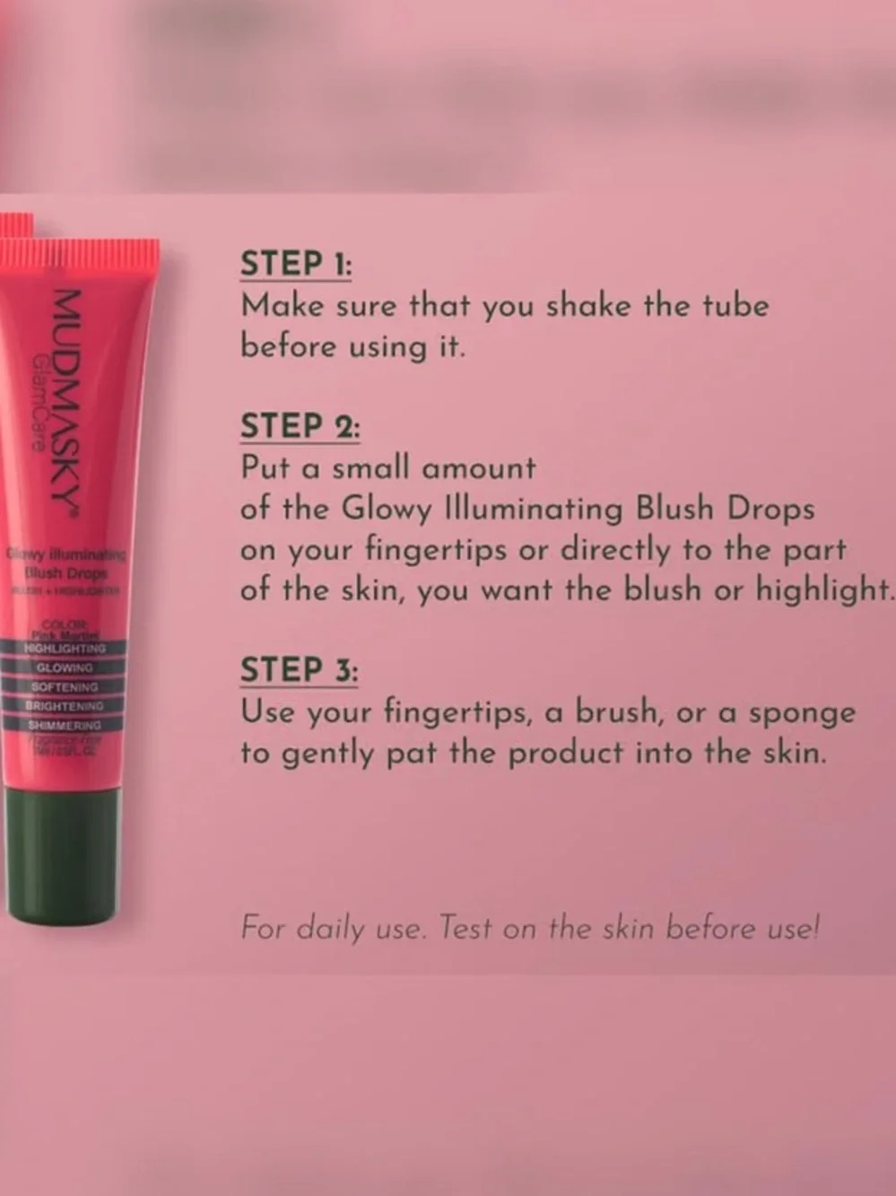 Mudmasky Glowy Illuminating Blush Drops in Pink Martini 15ml BRAND NEW